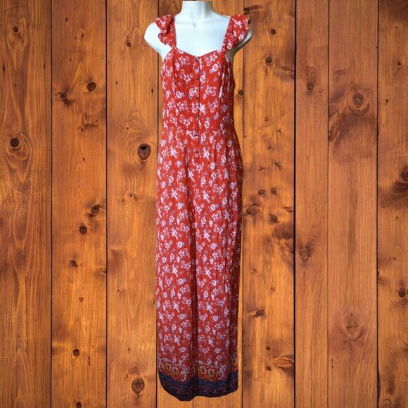 Xhilaration Women's Small Sleeveless Wide Leg Jumpsuit Smocked Boho Floral - Picture 1 of 8